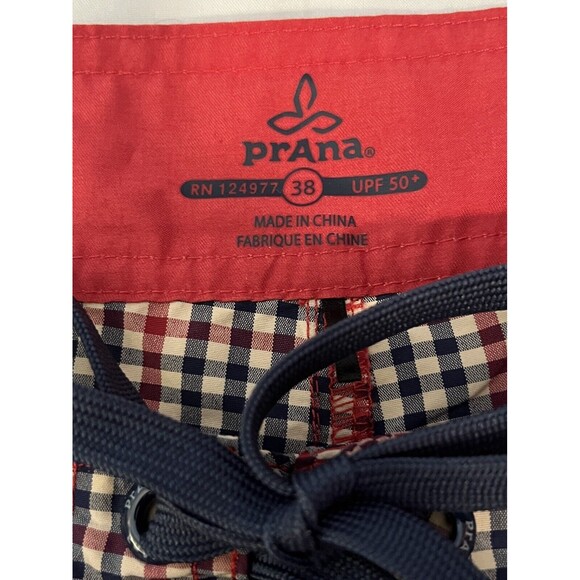 PrAna Men's 100% Nylon Check Plaid UPF 50+ Swim Trunks/Shorts Size 38 - Picture 4 of 8